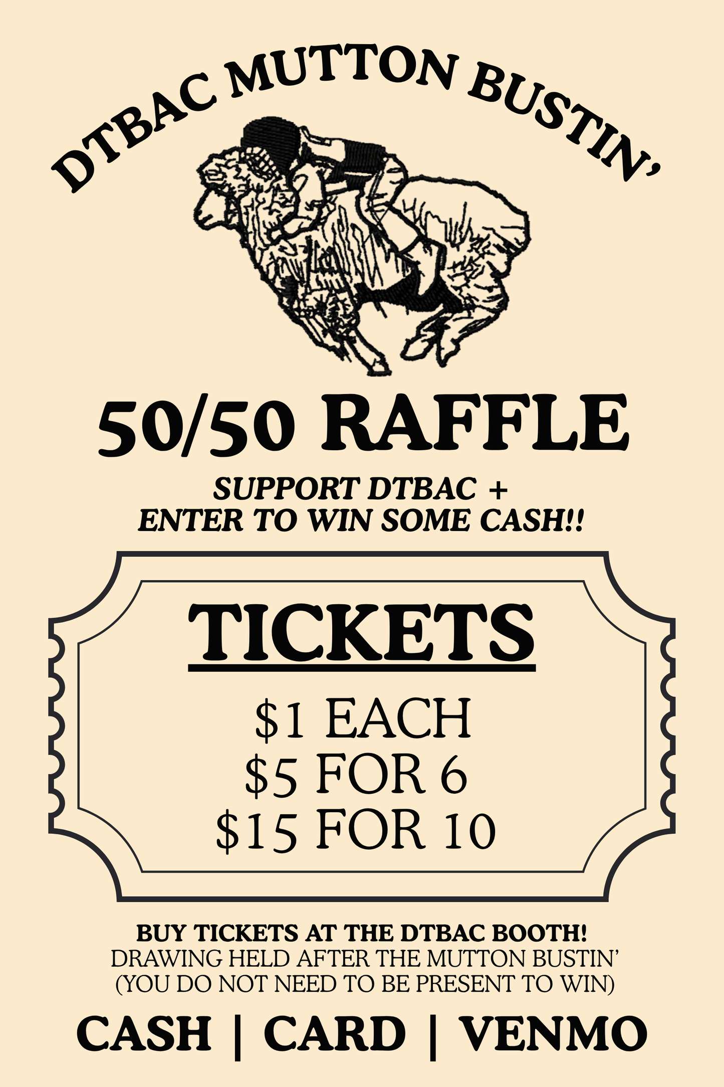 Mutton Bustin' 50/50 Raffle